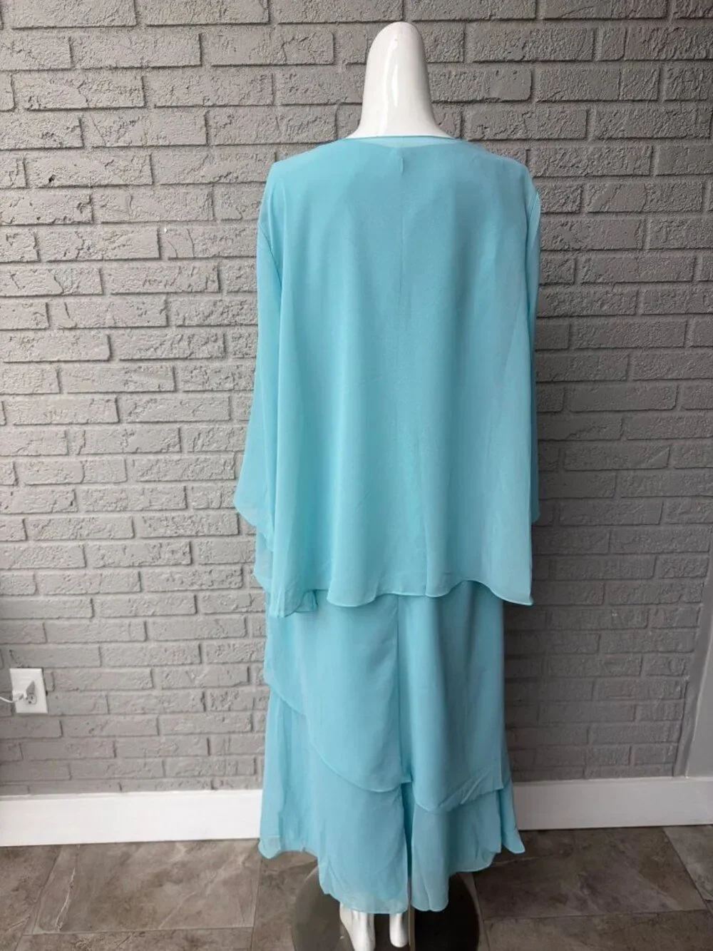 AW Bridal Mother of the Bride 2PCS Chiffon A-Line Dress Jacket Set Size 12